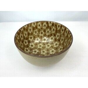SOUSAKU Sound Collection Tan Flowers Rice Noodle Bowl 5" Made in Japan